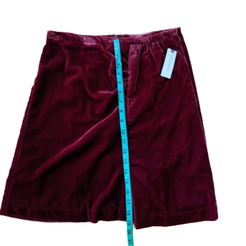 Anthropologie New With Tags Burgundy Velvet Skirt Womens Size 10 - Image 3