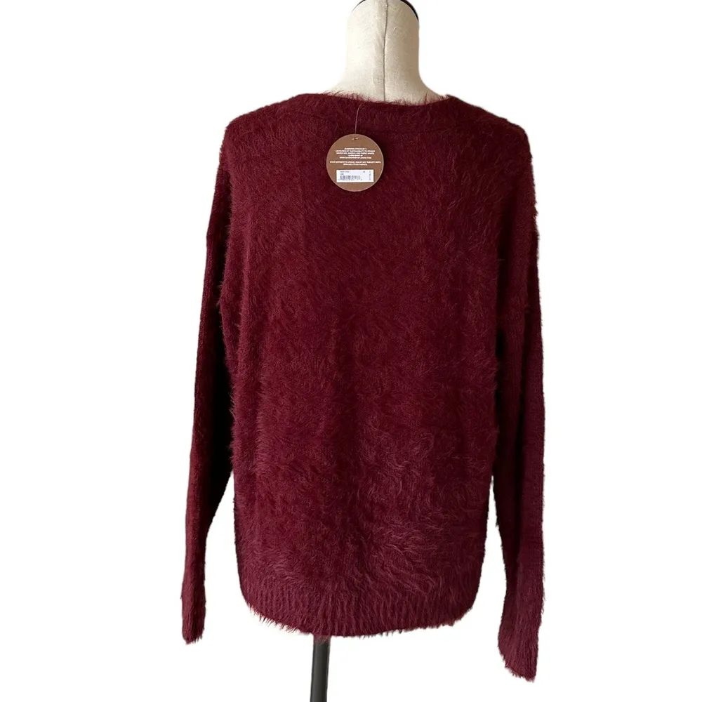 NWT Splendid  Grandpa Cardigan Fuzzy Pockets In Color Crimson - Image 7