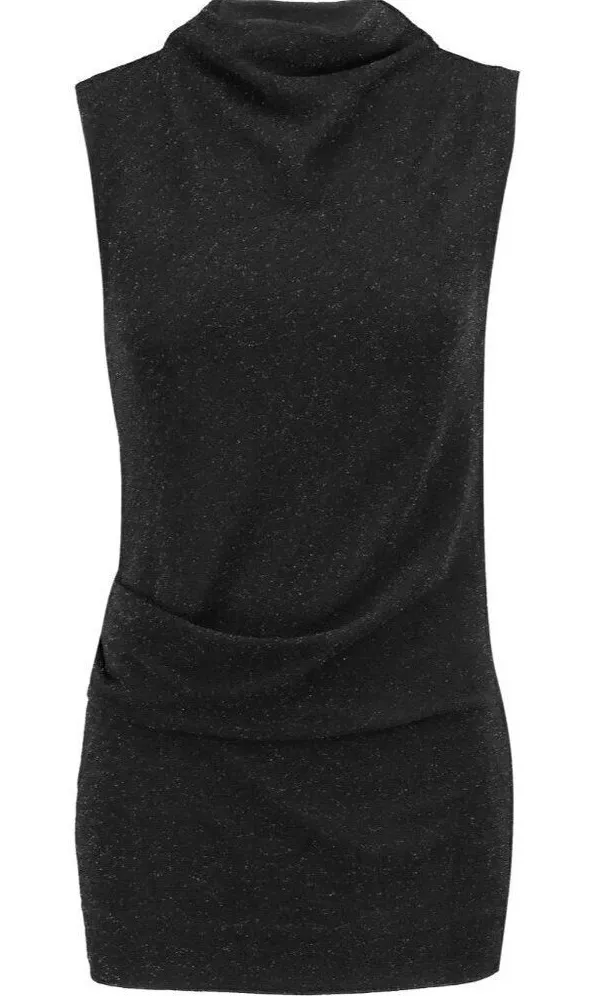 By Malene Birger Sweater Women Small Black Metallic Knit Mock Neck Hinnon Top - Image 1