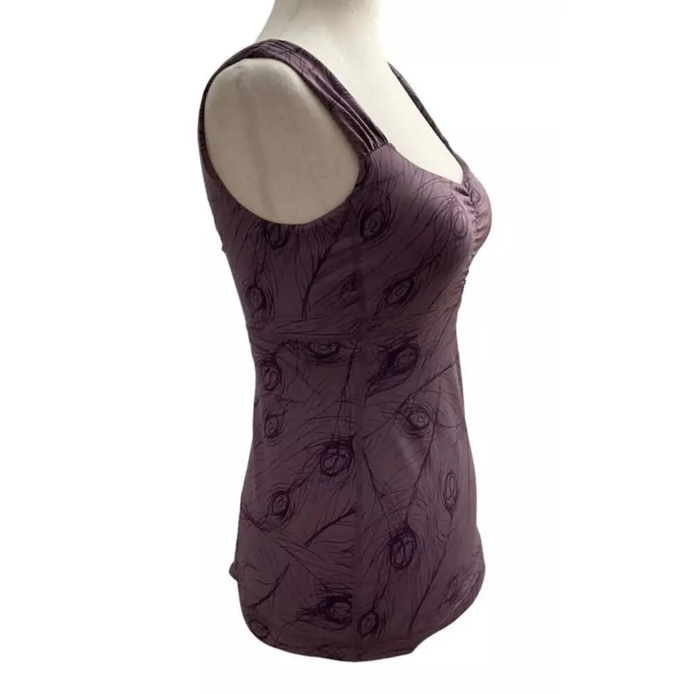 Lululemon Aria Tank Top Peacock Feather Logo RARE PRINT Women's Size 4 | 17-607 - Image 2
