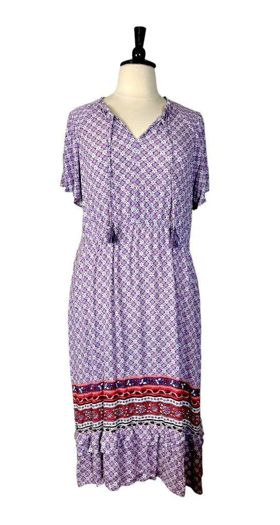 Knox Rose Maxi Dress Boho V-neck Tassel Purple Floral Women’s Plus Size XXL - Image 3