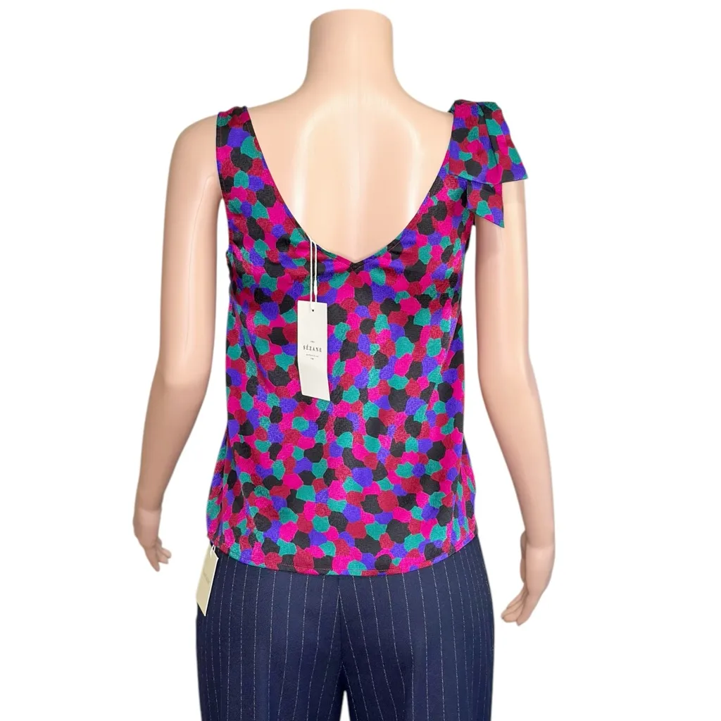 SÉZANE Aelys Silk Top, Mosaic Print, FR34/US2 - Image 9