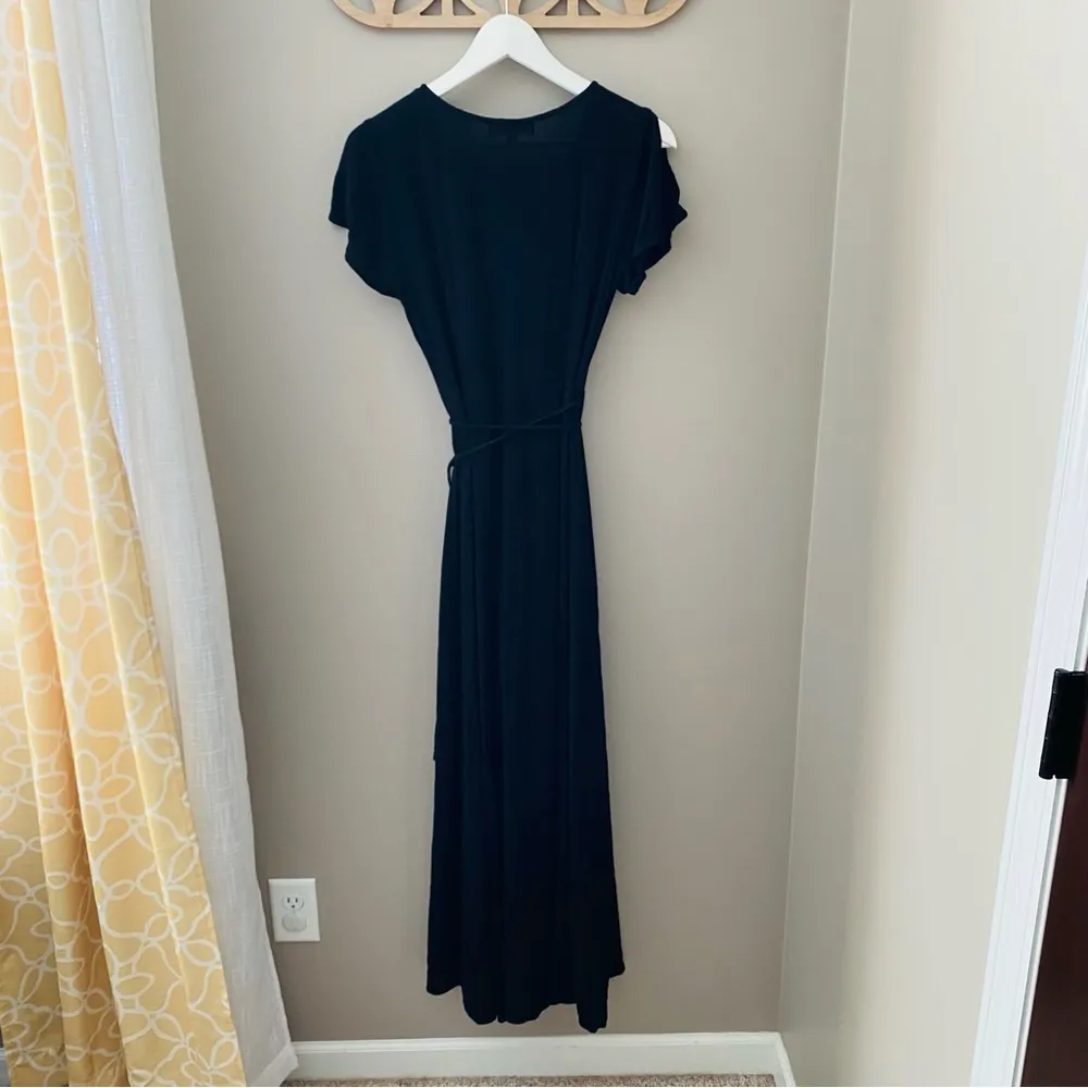 Lulus Long Wrap Dress Black Sz Small - Image 8