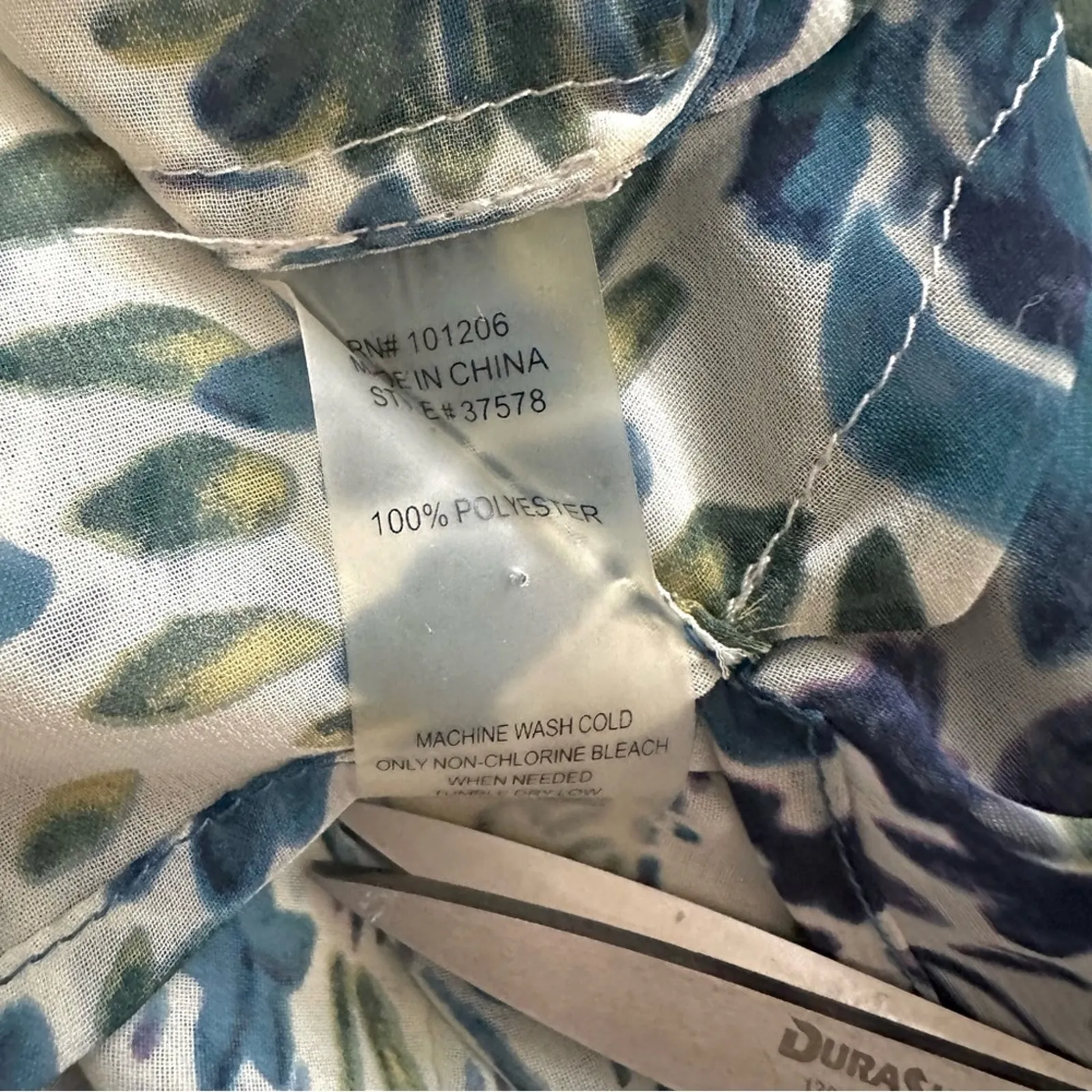 Soft Surroundings Blouse Top Ivory Blue Floral VNeck High Low Tunic Large Petite - Image 11