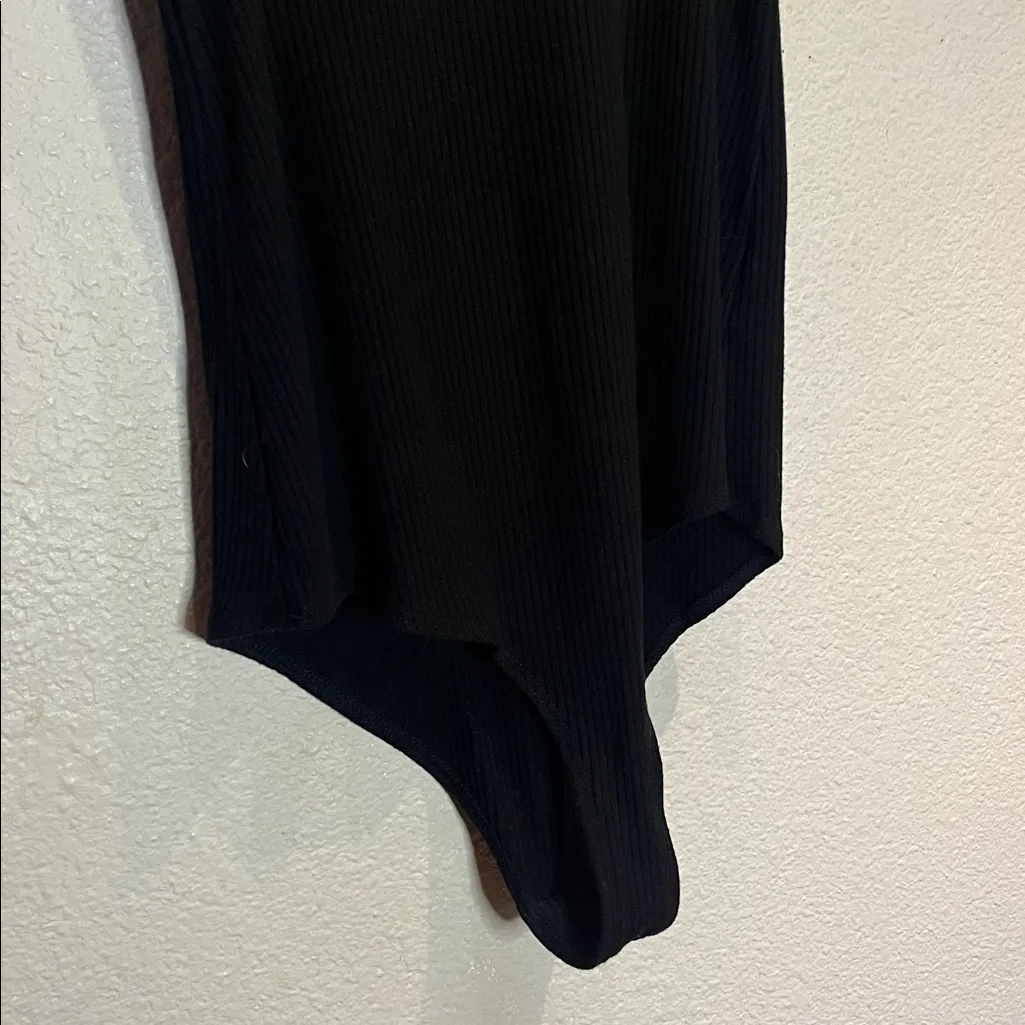 Reformation Women’s Ribbed Knit Bodysuit Black Size Small - Image 4