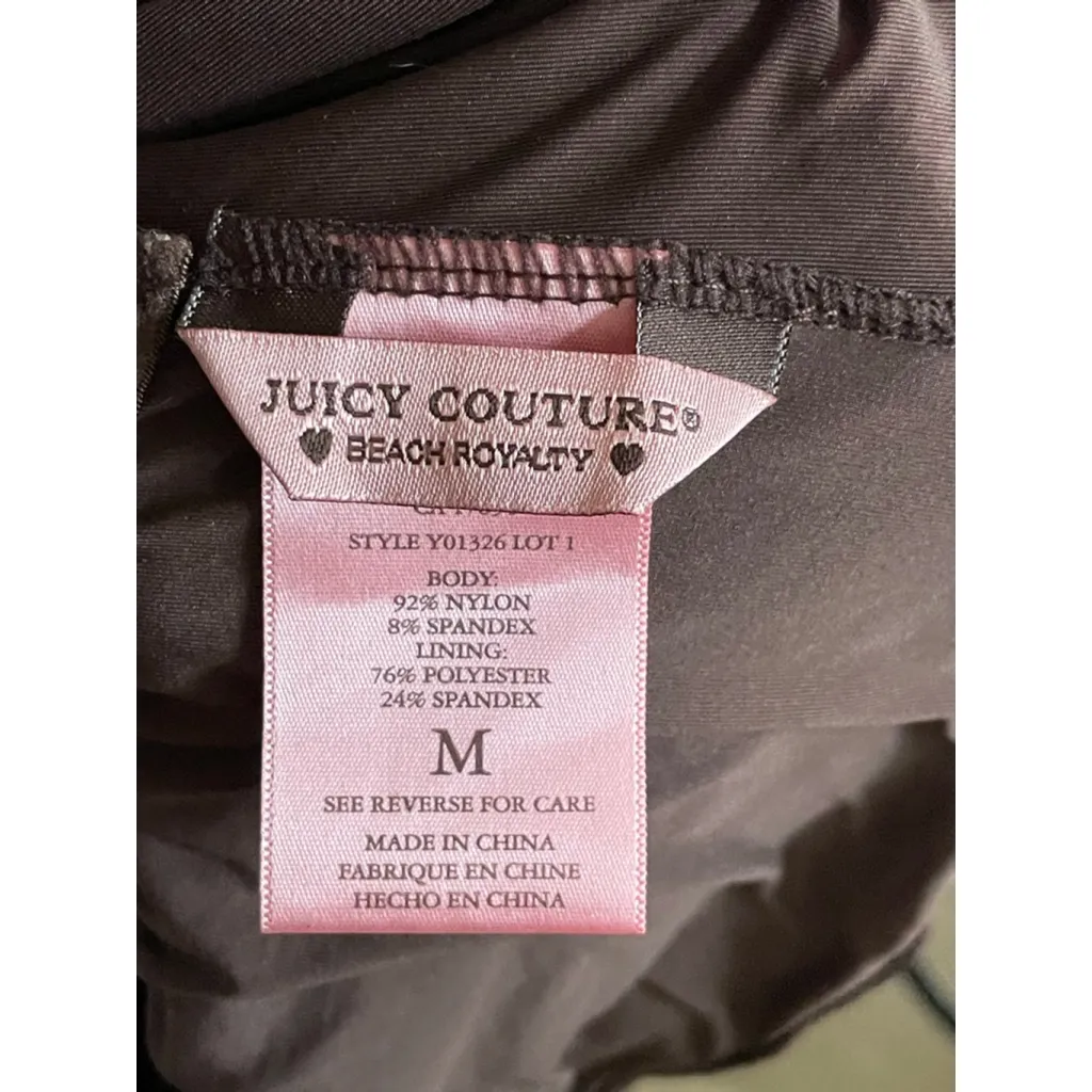 Women's Juicy Couture Brown Ruched Ruffle One Piece Swimsuit M - Image 4