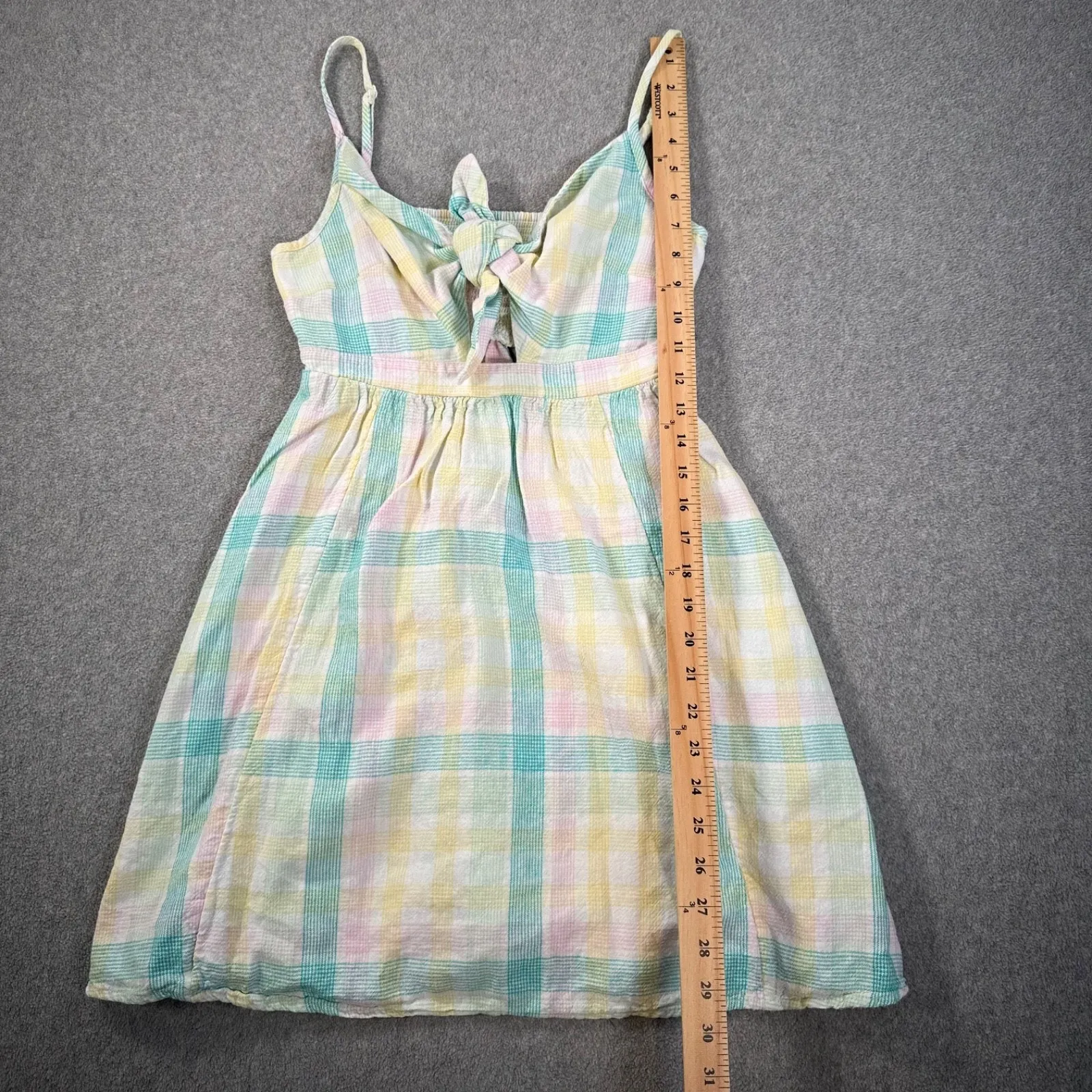 Old Navy Women Fit & Flare Tie-Front Smocked Mini Cami Dress Size XS Pastel - Image 4