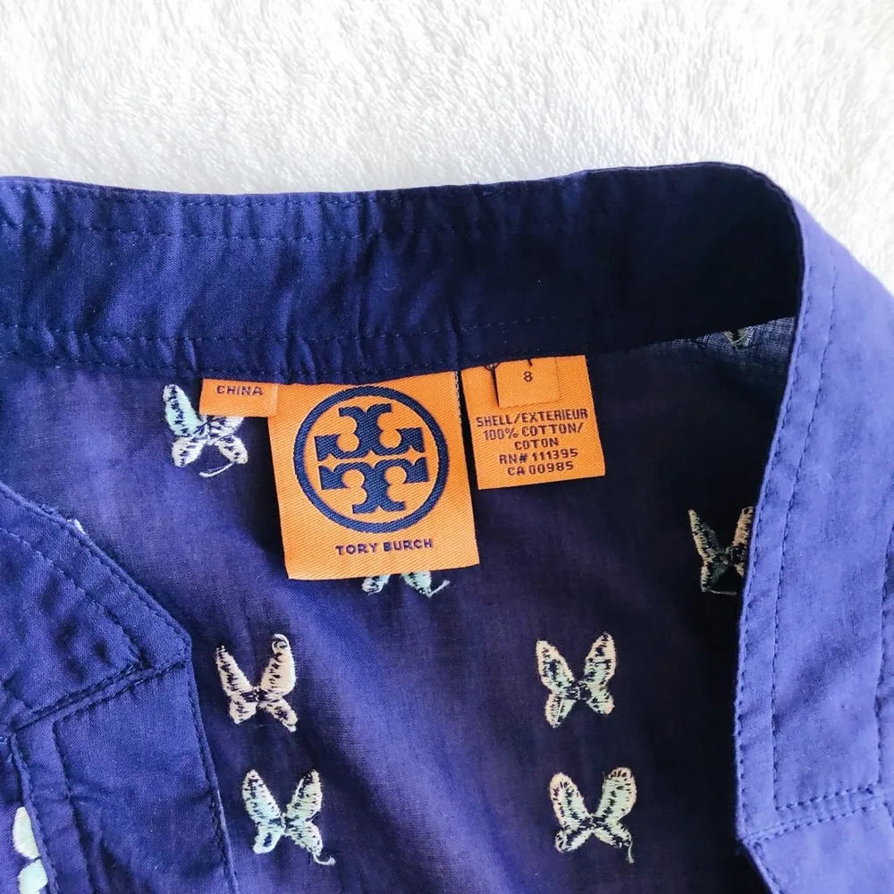 Tory Burch navy butterfly tunic - size 8 - Image 2