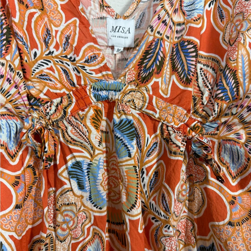 Misa Sari  Floral Poplin Balloon Sleeve Mini Dress Size Medium - Image 7