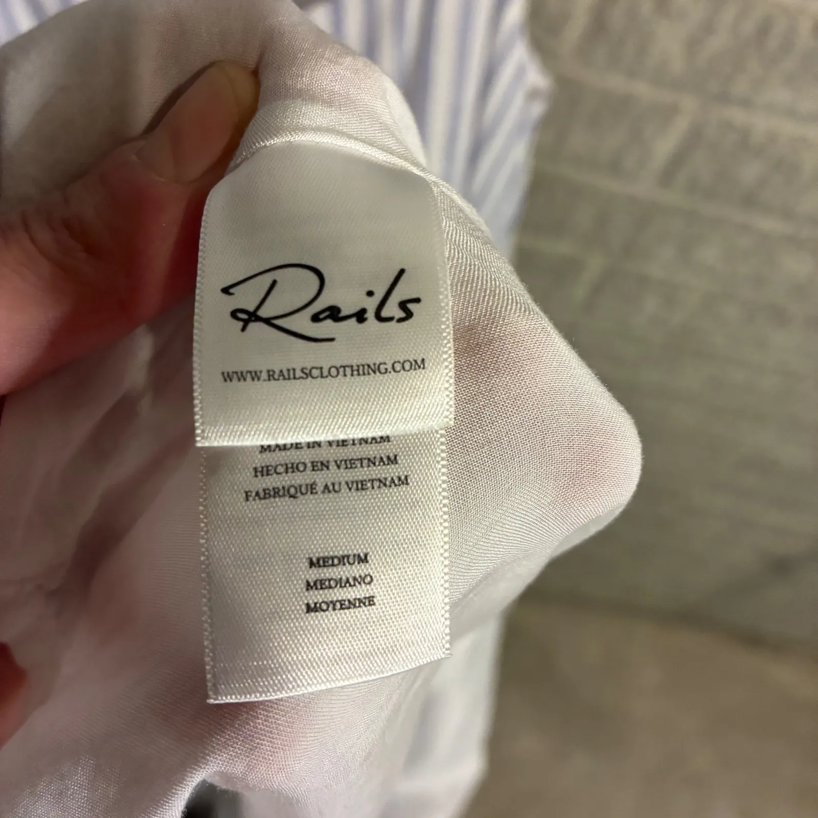 Rails Sandy Blue Iris Stripe Linen Blend Ruffle Tiered Dress Medium - Image 5