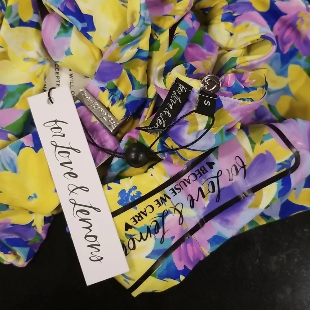 💕FOR LOVE AND LEMONS Daffodil One-Piece Swimsuit Sunny Neon Floral Print S NWT - Image 16