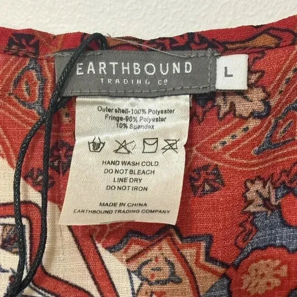 Earthbound Trading Company Fringe Boho‎ Patchwork Cardigan - Image 2