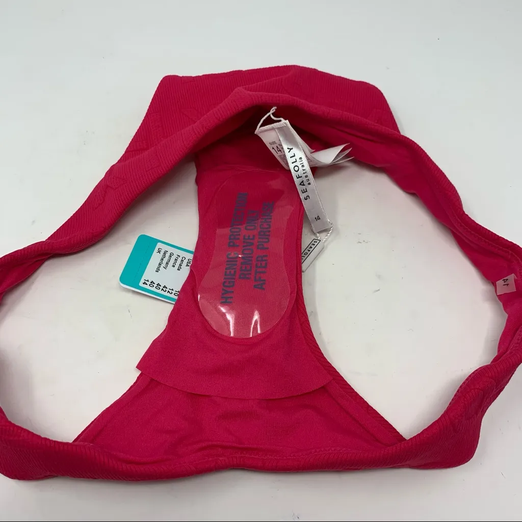Seafolly Pink Bikini Bottom Your Type V High Cut Rio Sz 10 NWT - Image 9