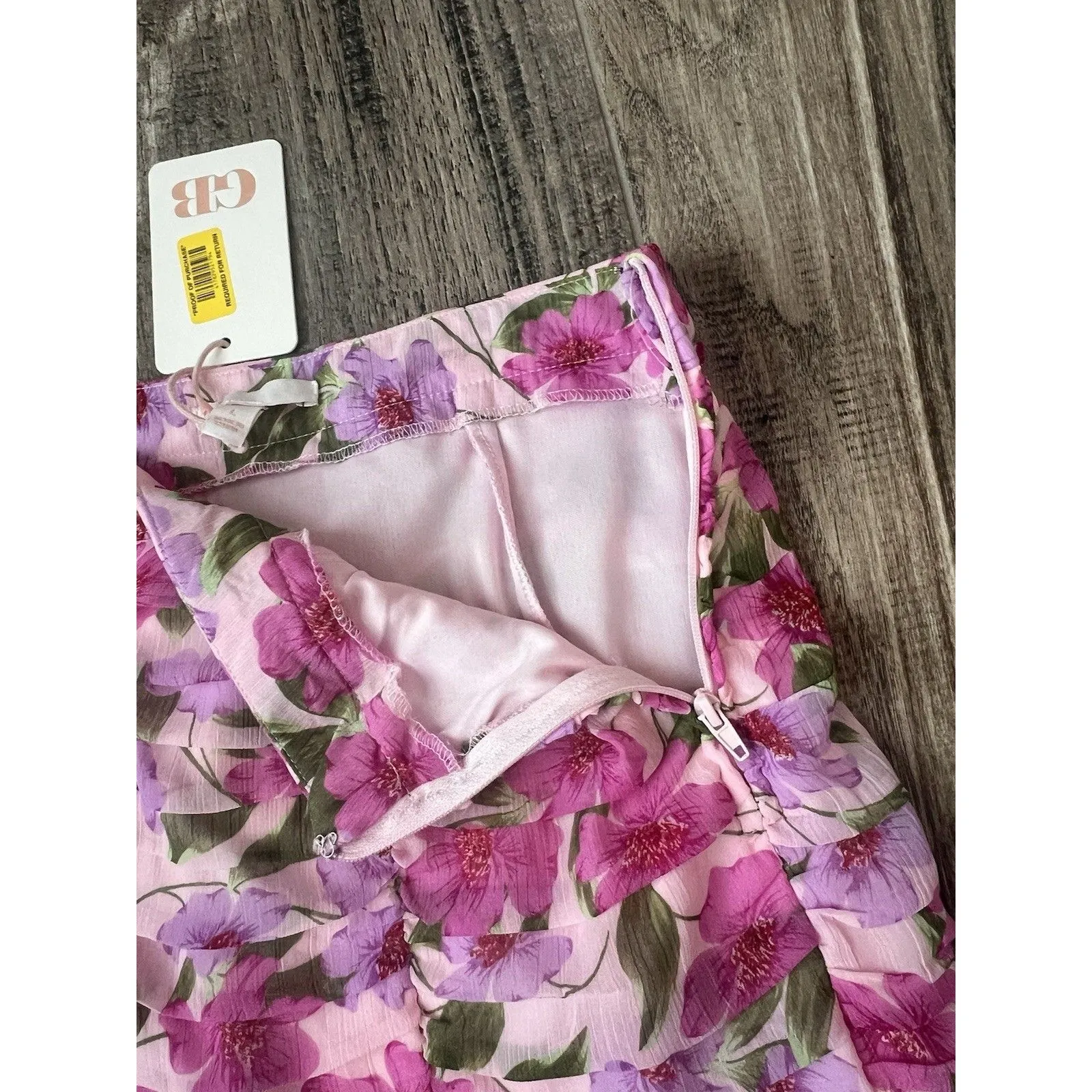 GIANNI B Floral Layered Knee Length Skirt Women’s LARGE SPRING SUMMER NWT #95 - Image 4