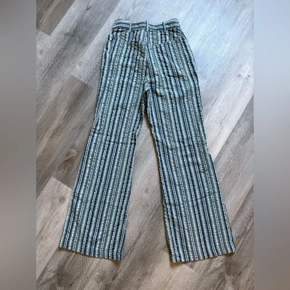 Urban Outfitters High Rise Flare Pants Blue Green Stripe 0 - Image 4