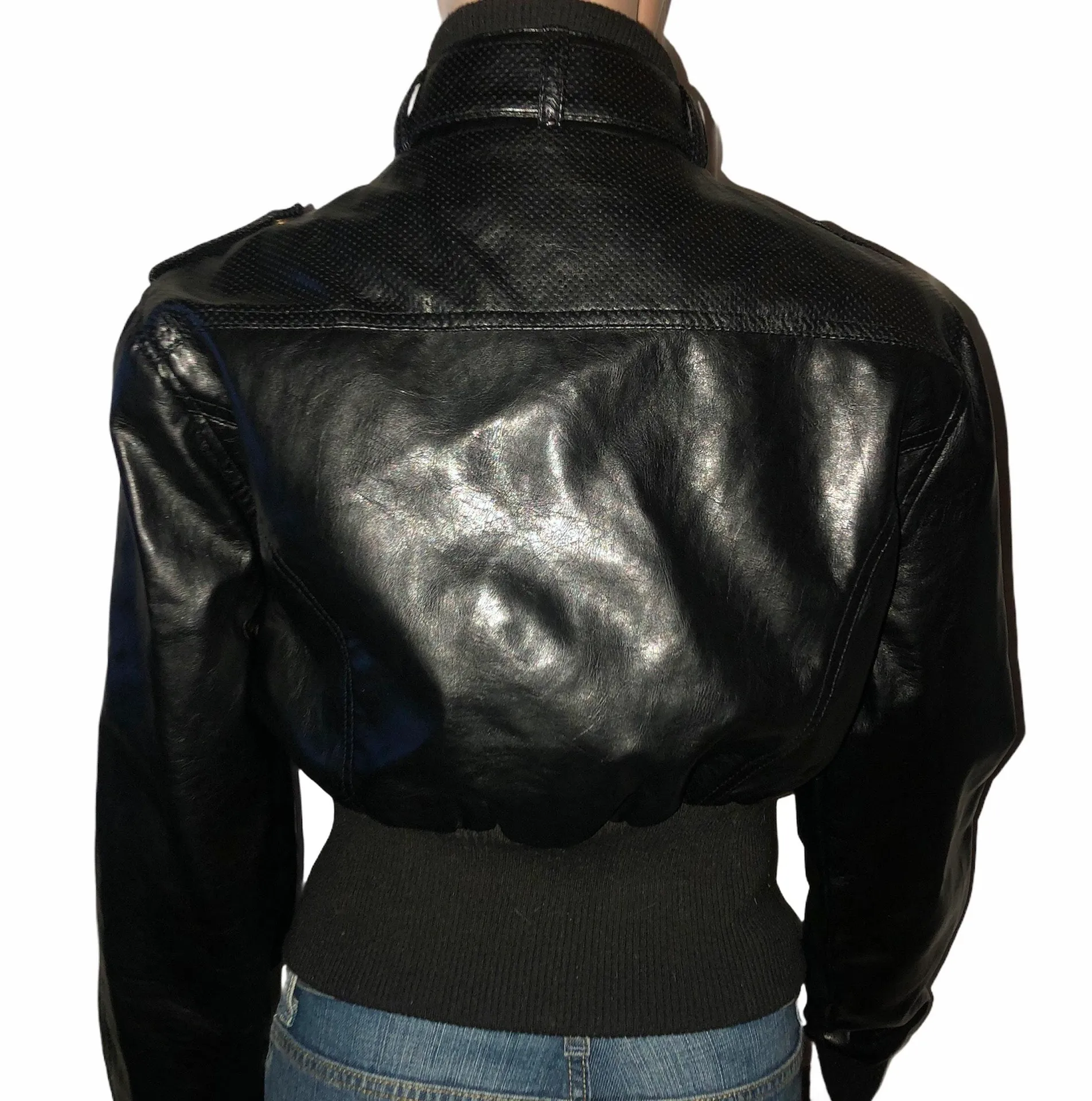 Faux Leather Bomber Jacket - Image 3