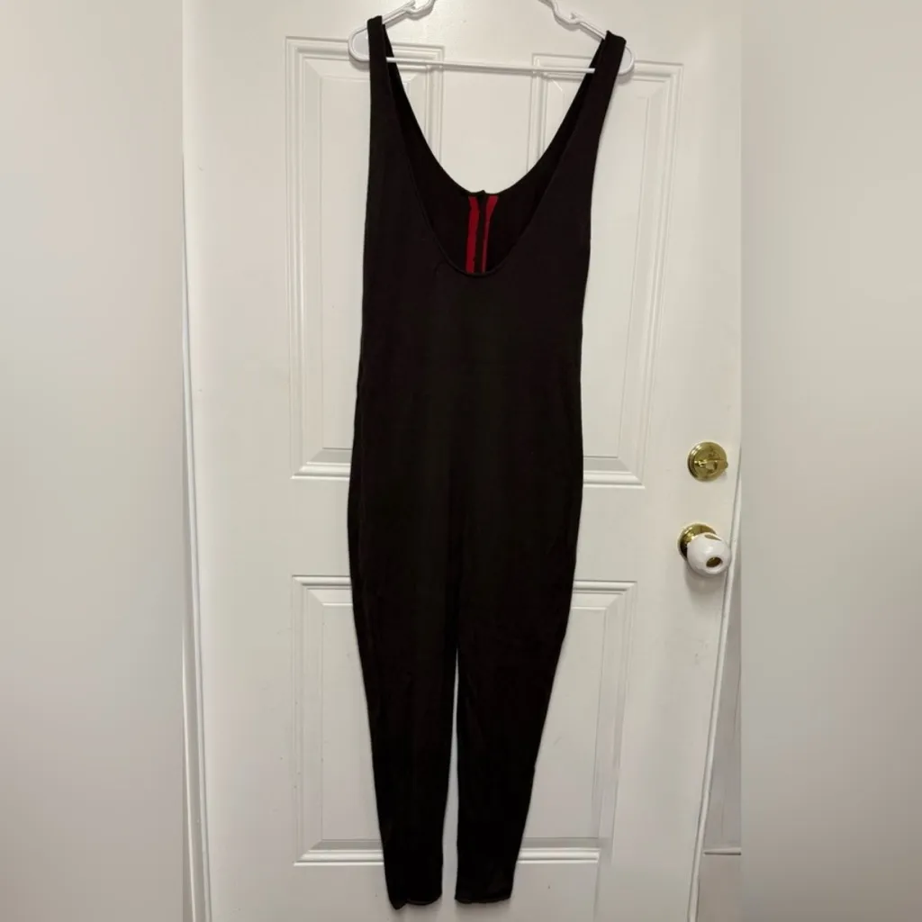 Out From Under Black Knit Jumpsuit Sleeveless Lounge One Piece Size Small - Image 2
