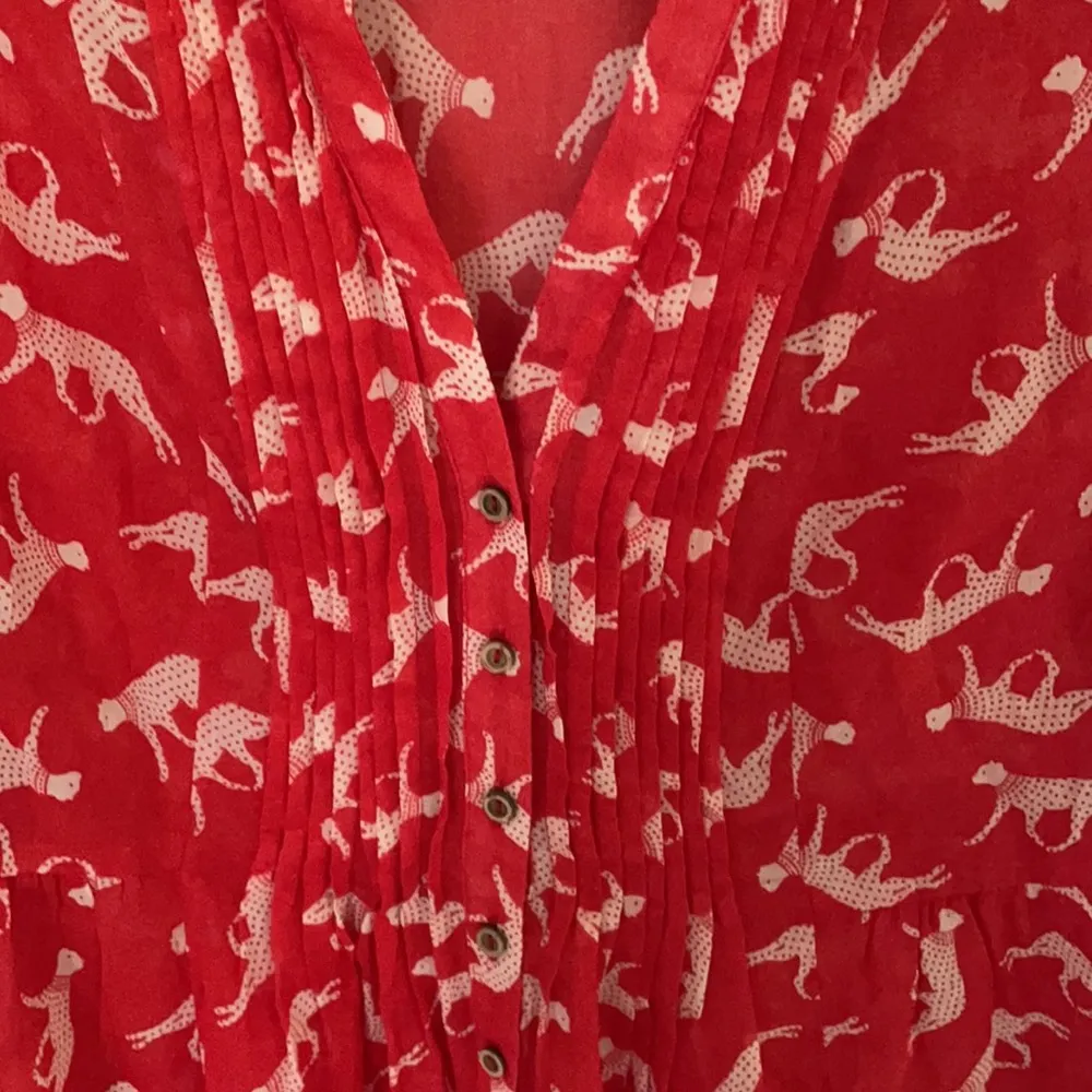 Anthro Maeve Red Cheetah Novelty Print Blouse 2 - Image 5