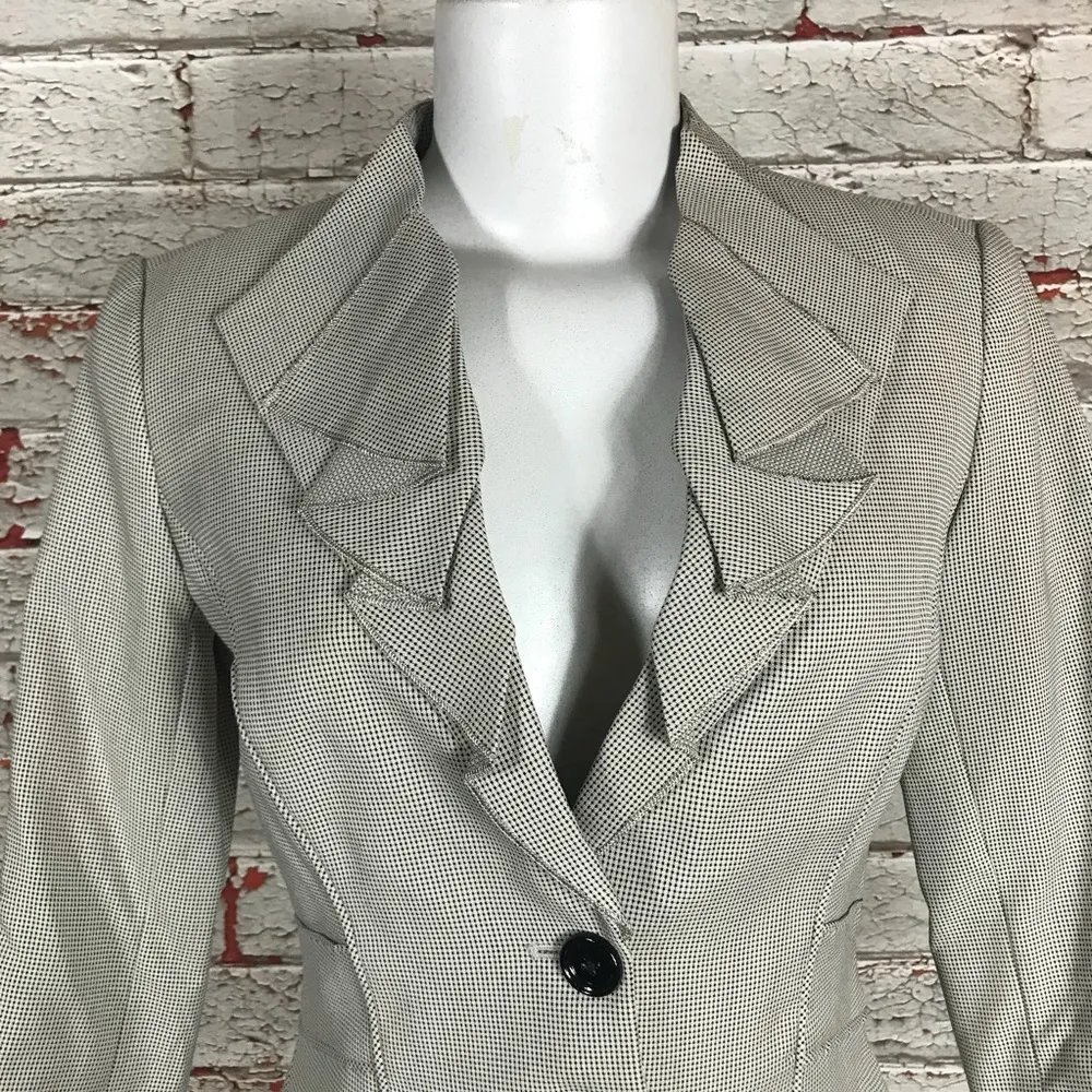White House Black Market Blazer Size 0 NEW Ruffle Coat Jacket 3/4 Sleeve Career - Image 3
