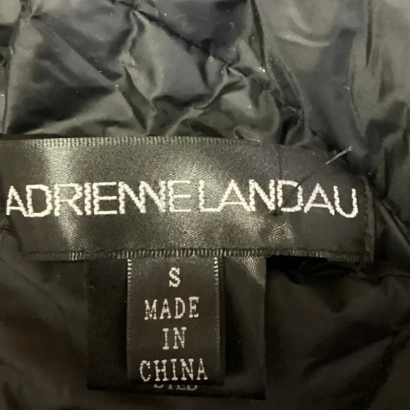 Adrienne Landau Women's Black Reversible Faux Fur Zip Up Puffer Vest Coat Size S - Image 6