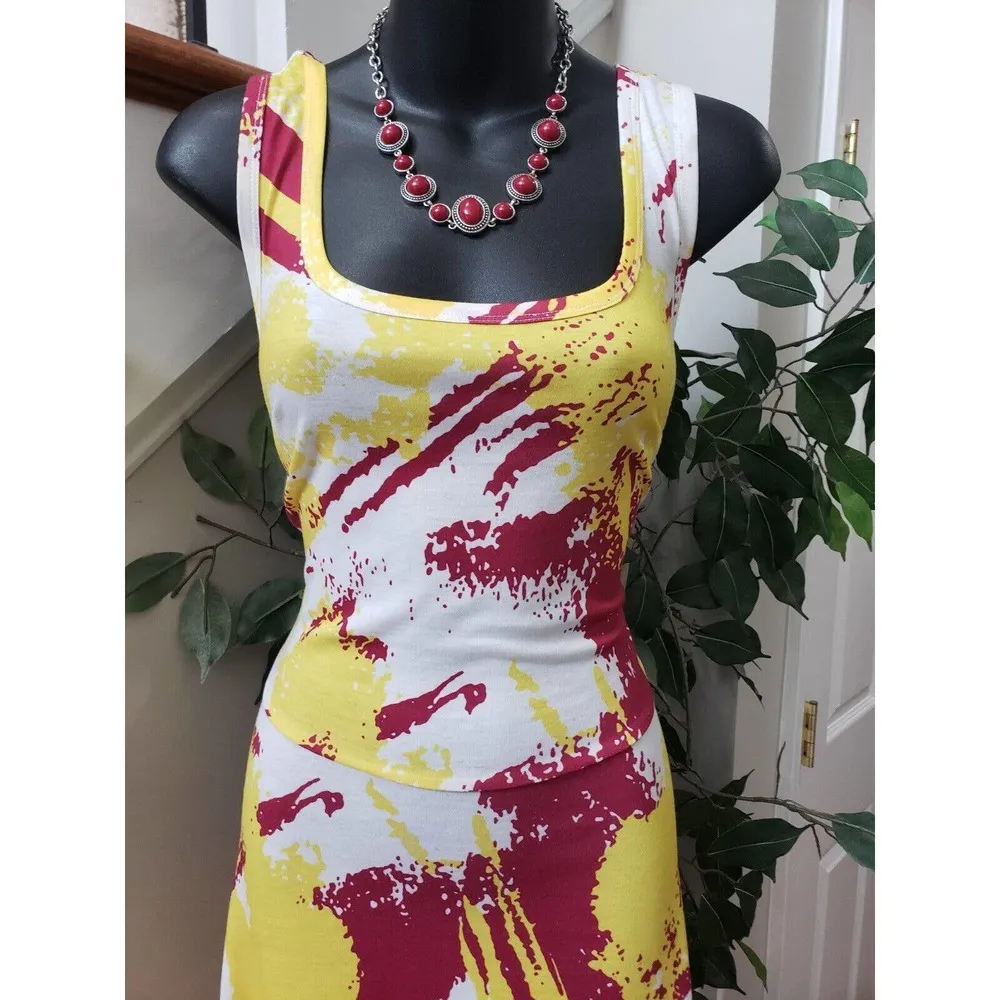 FENSACE Womens Multicolor Tie Dye Sleeveless Square Neck Long Maxi Dress Large - Image 5