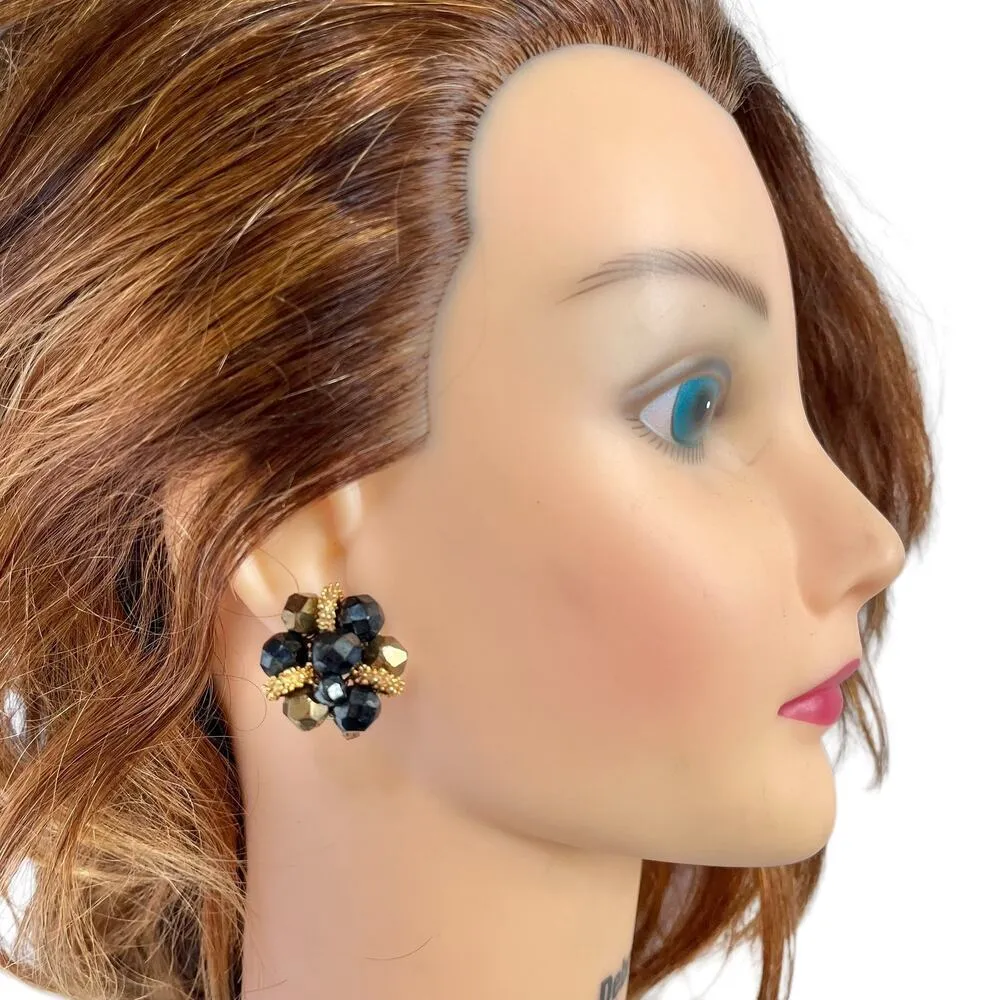 Vintage Laguna Black Gold Glass Beaded Clip - Image 2