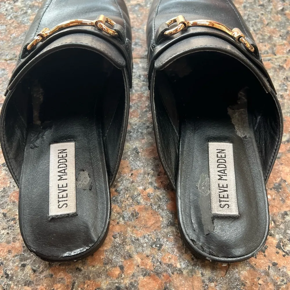 Steve Madden  Women’s Kandi Black Leather Mules - Image 2