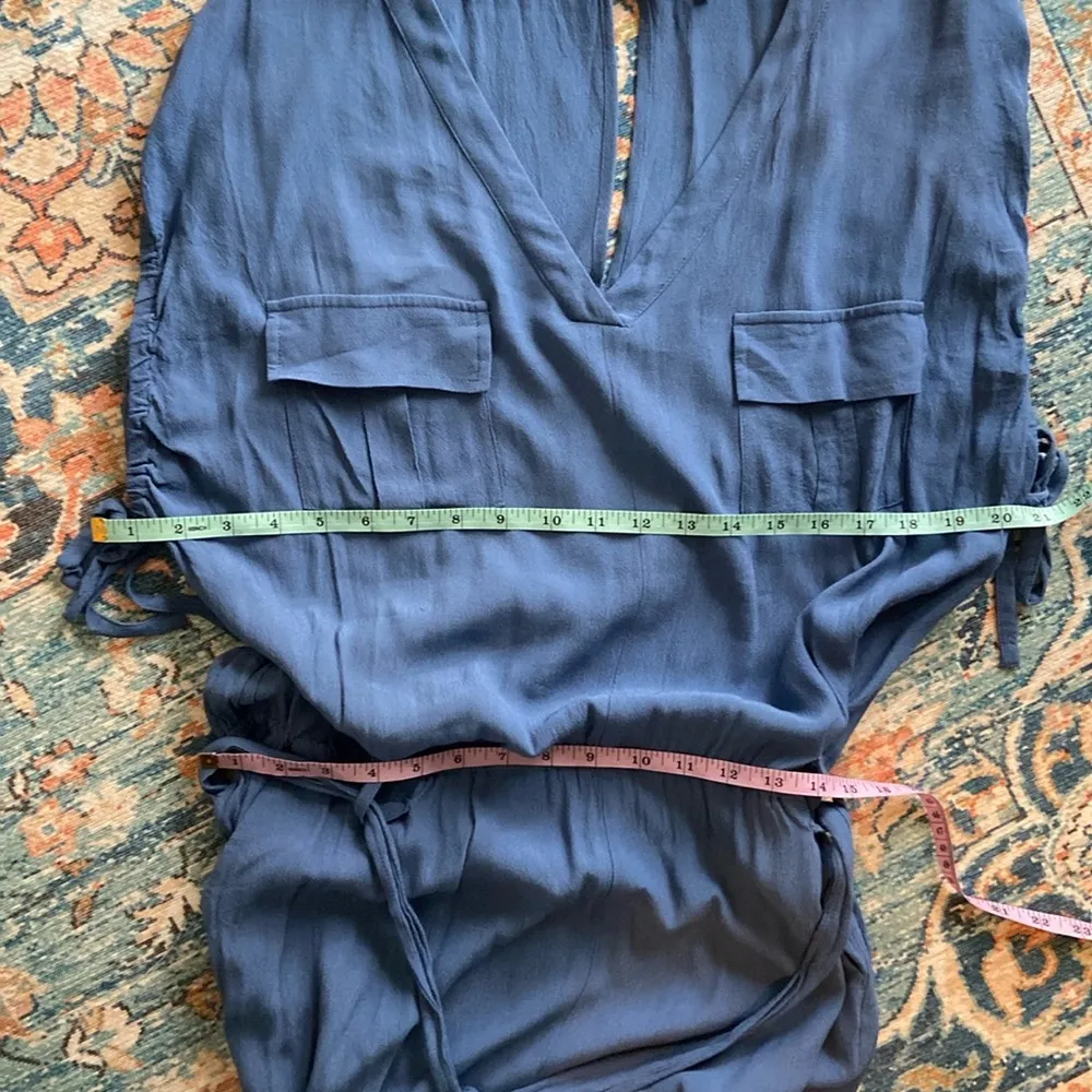 1.STATE Womens Tie-Waist Jumpsuit Light Blue Crepe Size Large Cap Sleeve - Image 14