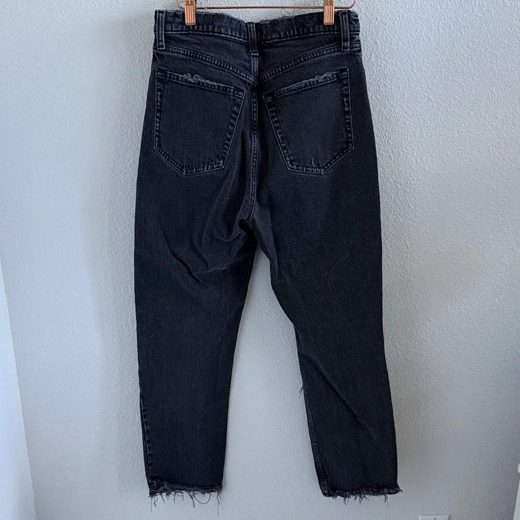 Abercrombie & Fitch The Dad High Rise Distressed Black Jeans 28 | 6S - Image 2