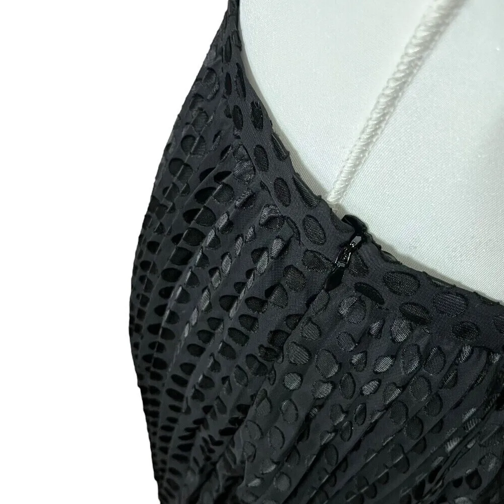 Akris Punto Polka Dot Devore Tiered Pleated Midi Skirt Black Women’s Size 12 - Image 7