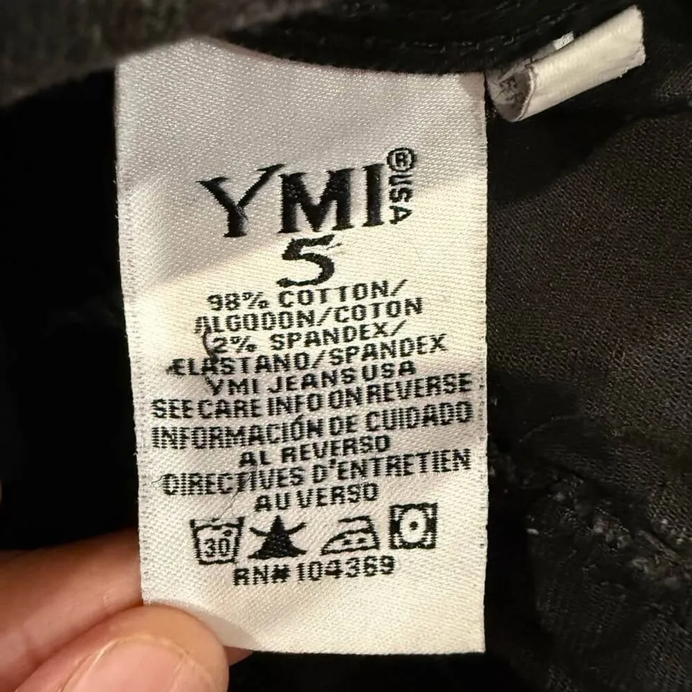 YMI Wanna Betta Butt HighRise Distressed Cuffed Denim Jean Shorts Womens 5 Black - Image 8