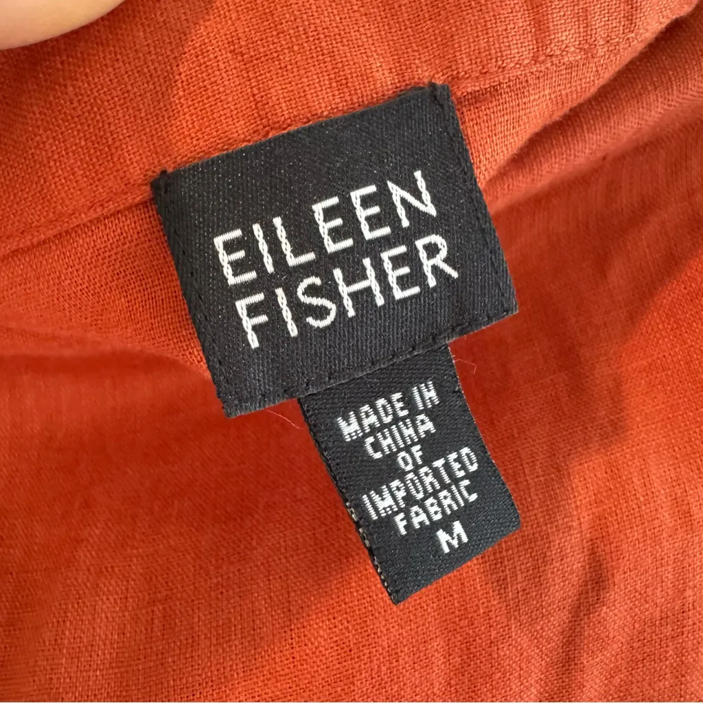 Eileen Fisher Burnt Orange 100% Irish Linen Wrap Maxi Skirt Medium - Image 5