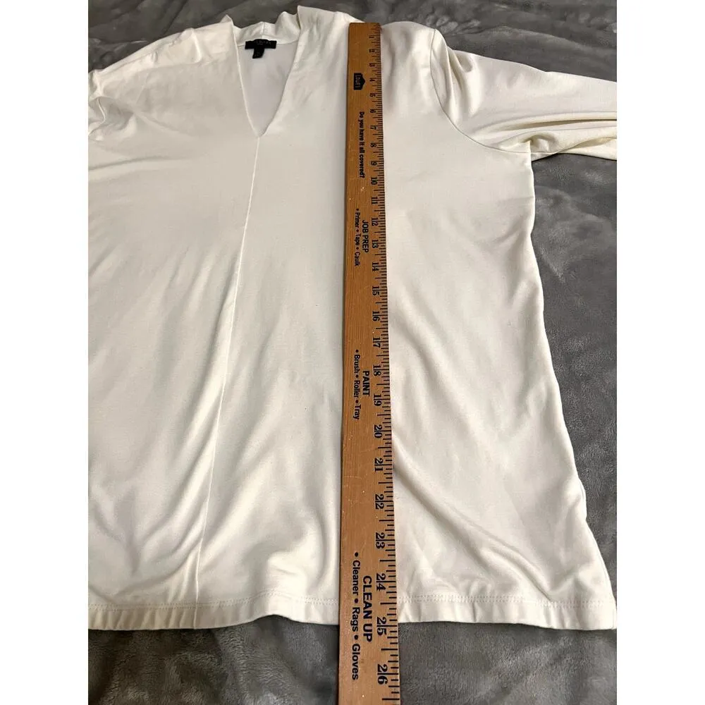 Talbots women;s size 1X top cream minimalist long sleeves v-neck thick knit - Image 5