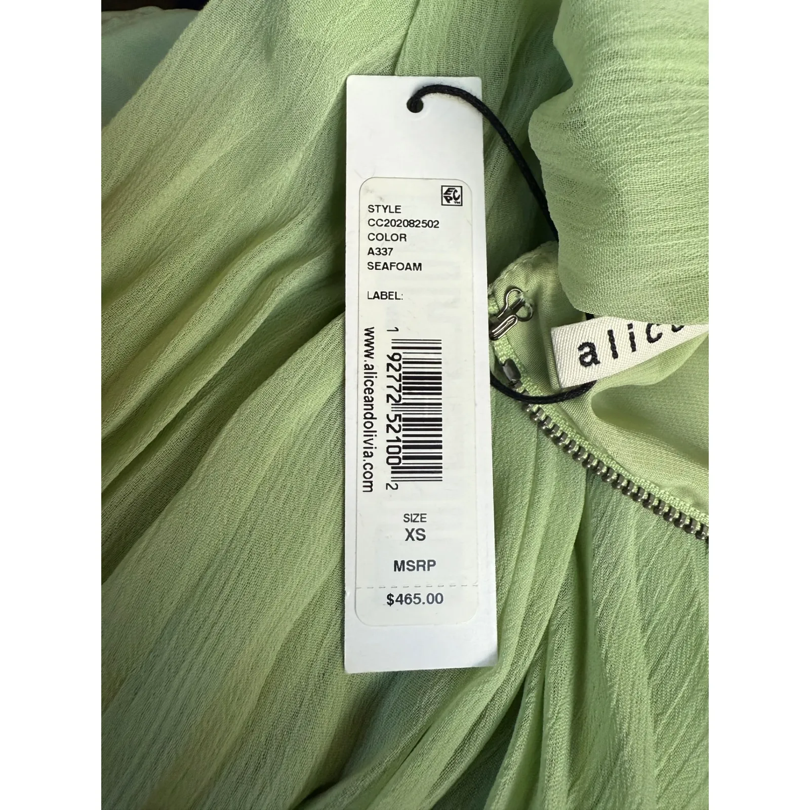 NWT Alice‎ + Olivia Antonette Crew Neck Mini Dress Color: Sea-foam Sz XS $465 - Image 7