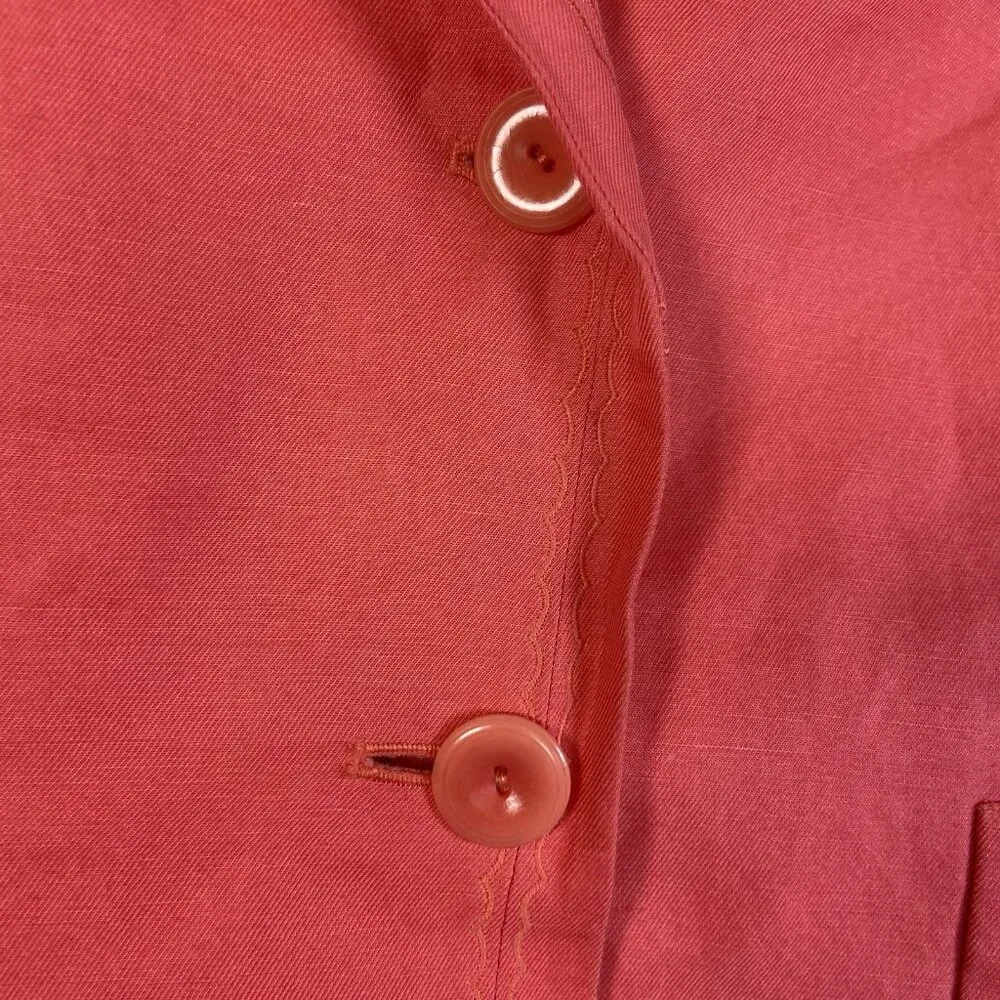 Sigrid Olsen Womens Linen Jacket Coral Pink Lined Blazer Size 16 Office Career - Image 4