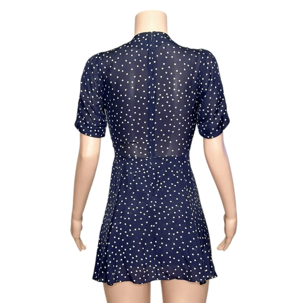 RÉALISATION PAR Ozzie Silk Mini Dress, Navy Star, XS - Image 7