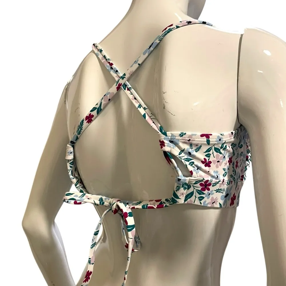 Kol Sol Knot Front Floral Multicolor Women's Bralette Bikini Top D/DD NWOT - Image 3