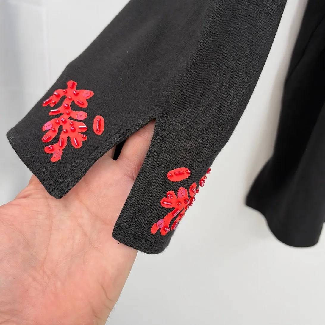 Diane Gilman V-neck Beaded Womens Top Sz 3X Sequin Boho Artsy Black Folksy - Image 7