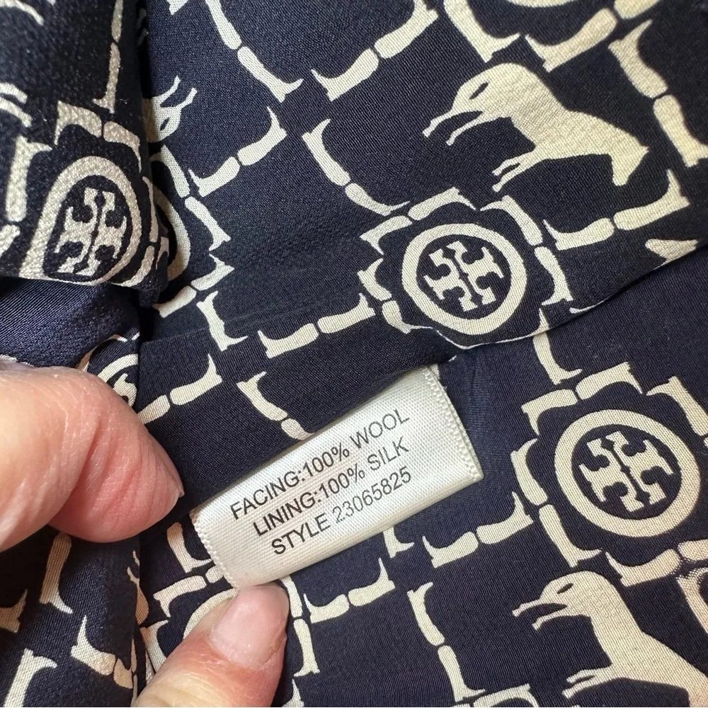 TORY BURCH Tote Bag Cable Knit METALLIC GOLD TRIM Wool Silk Lining Horse READ! - Image 14