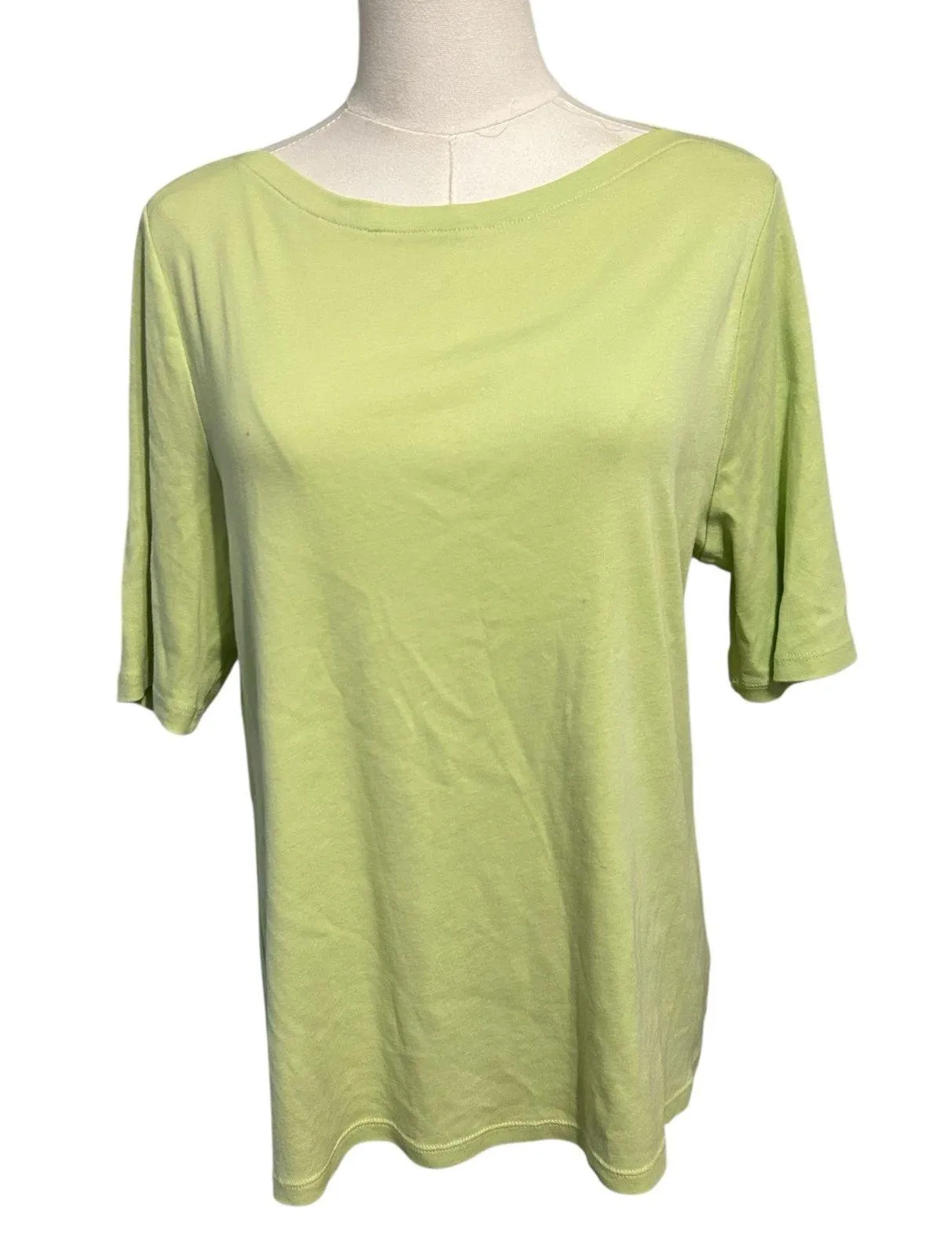 Charter Club Luxury SZ PXL100% Pima Cotton Basic 3/4 Sleeve Top Green Casual - Image 1