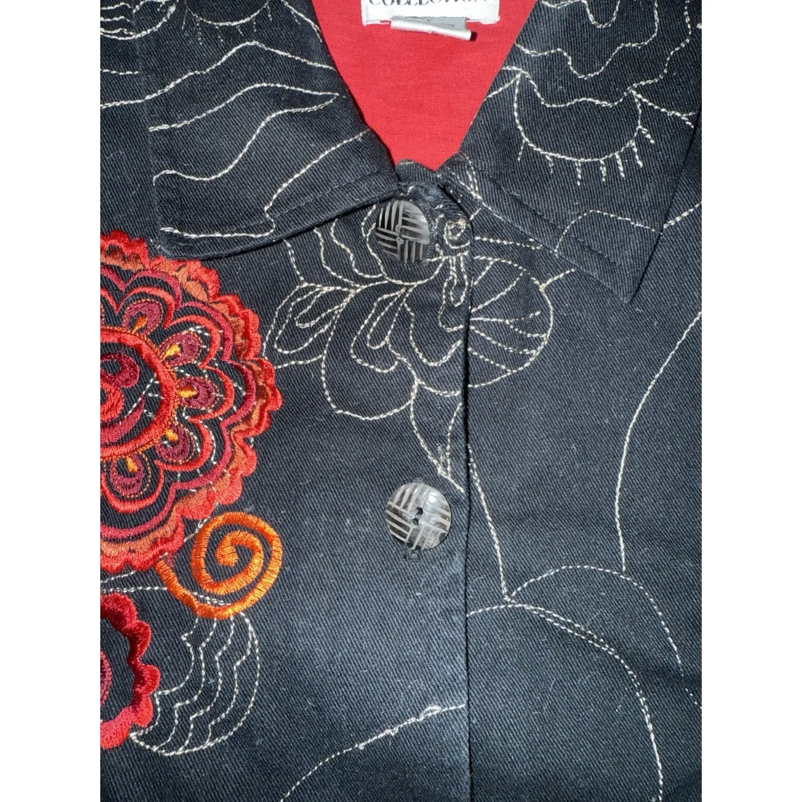 Tantrums Collection Women's Large Outfit Jacket Pants‎ Embroidered Floral Black - Image 7