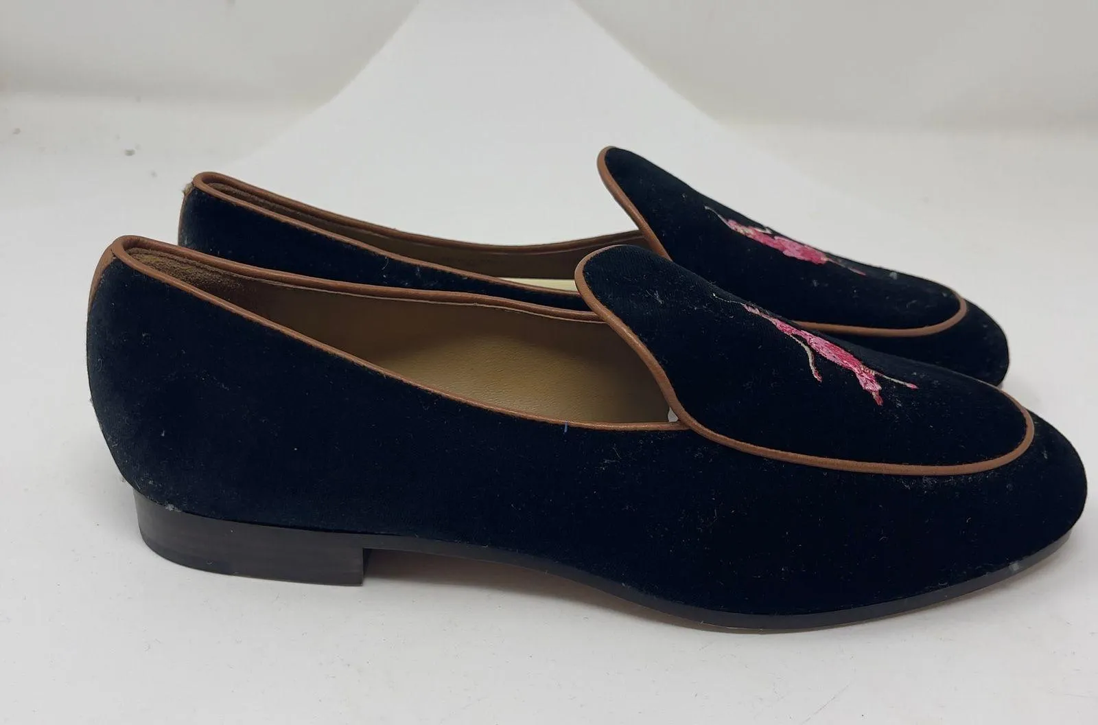 Journey West Loafers Flats Embroidered Ballerina Velvet Shoes Belgian Loafers 6 Black - Image 6