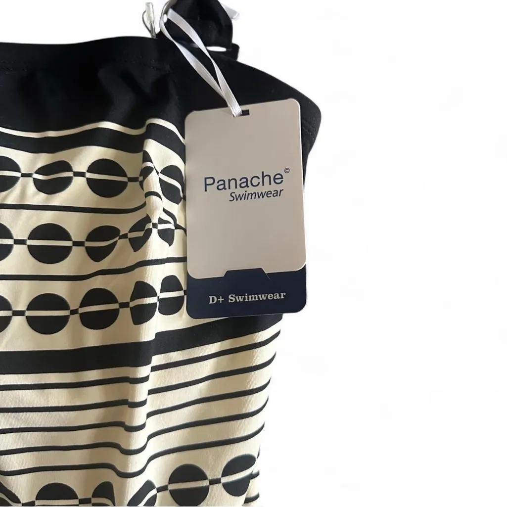 Panache One Piece Halter Swimsuit in Black and Ivory NEW 30F - Image 3