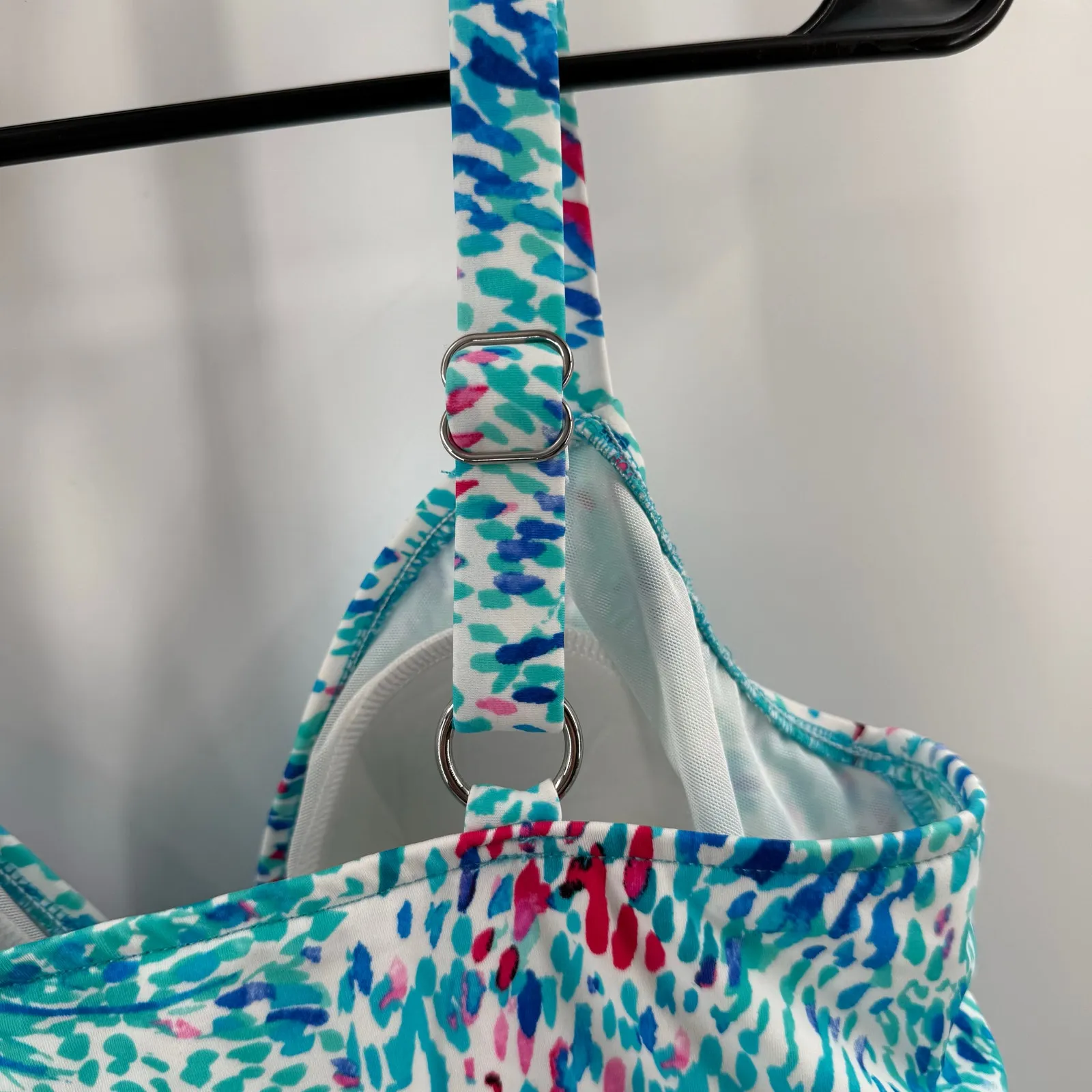 Swim Solutions Tankini Top Size 8 'Fits Up to a D Cup' Triple Tier NWT Blue - Image 14