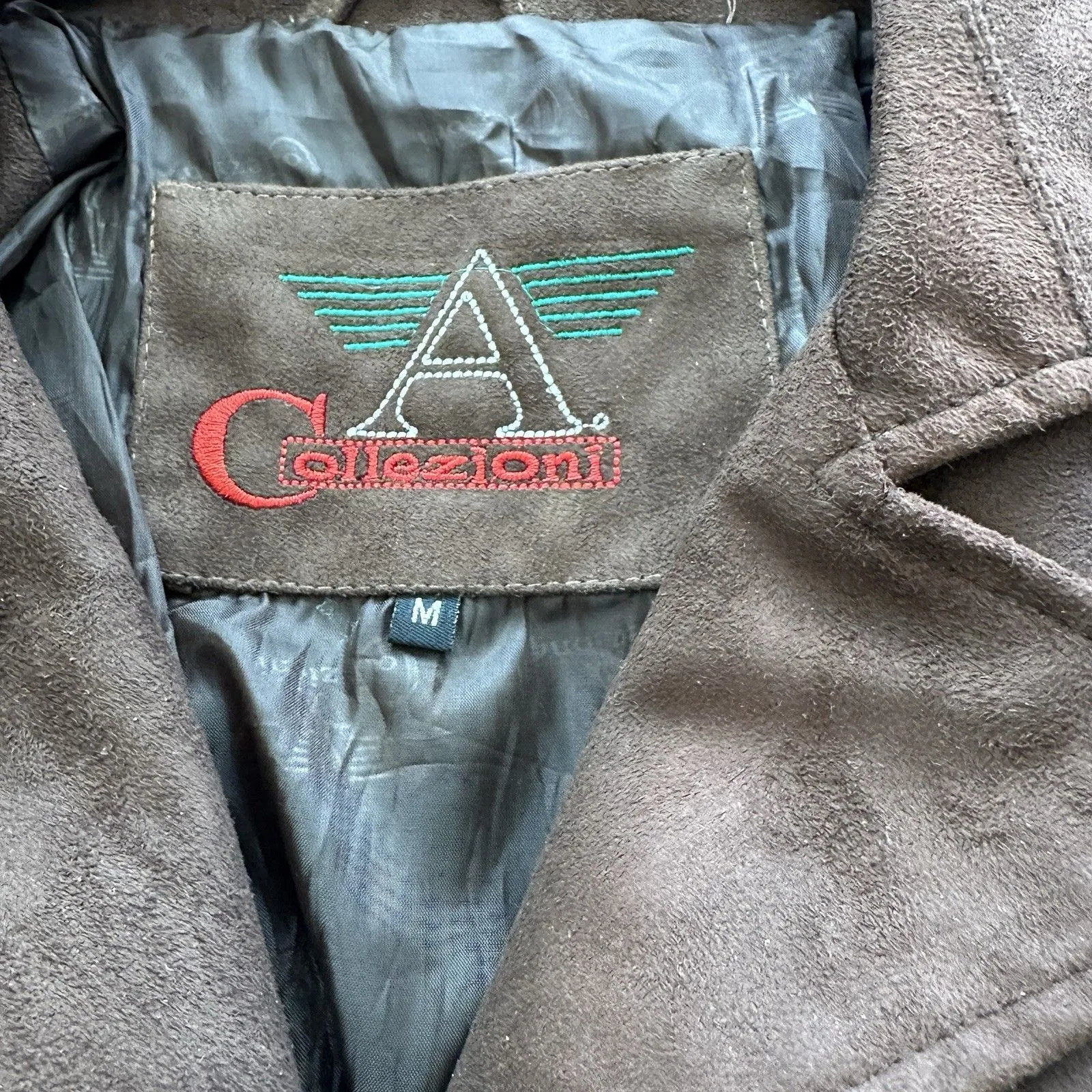 A Collezioni Suede chocolate brown leather  jacket coat women's M NEW - Image 3