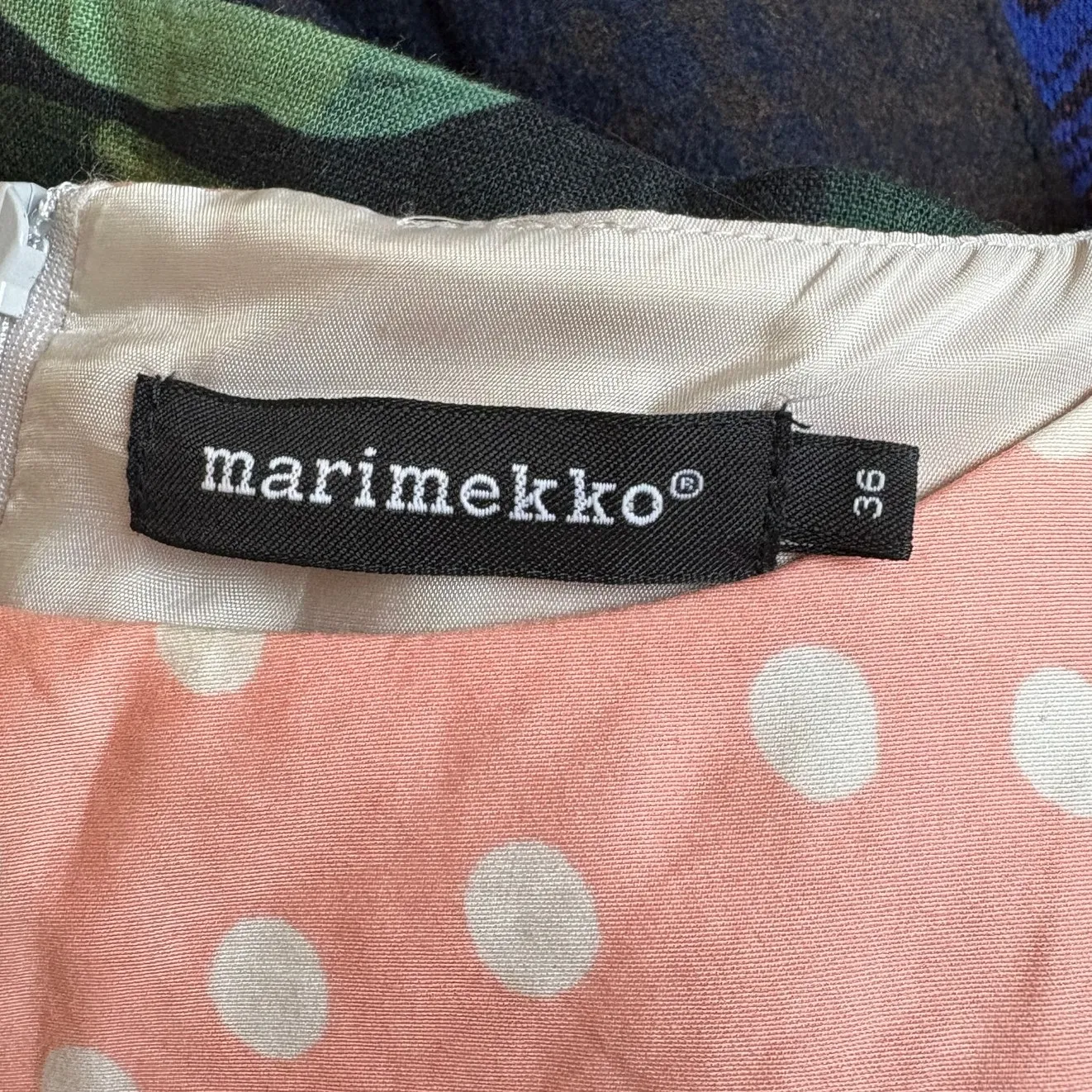 Marimekko Iltauinti Belted Pink Polka Dot Swirl Sleeveless Dress EU 36 US 6 - Image 5