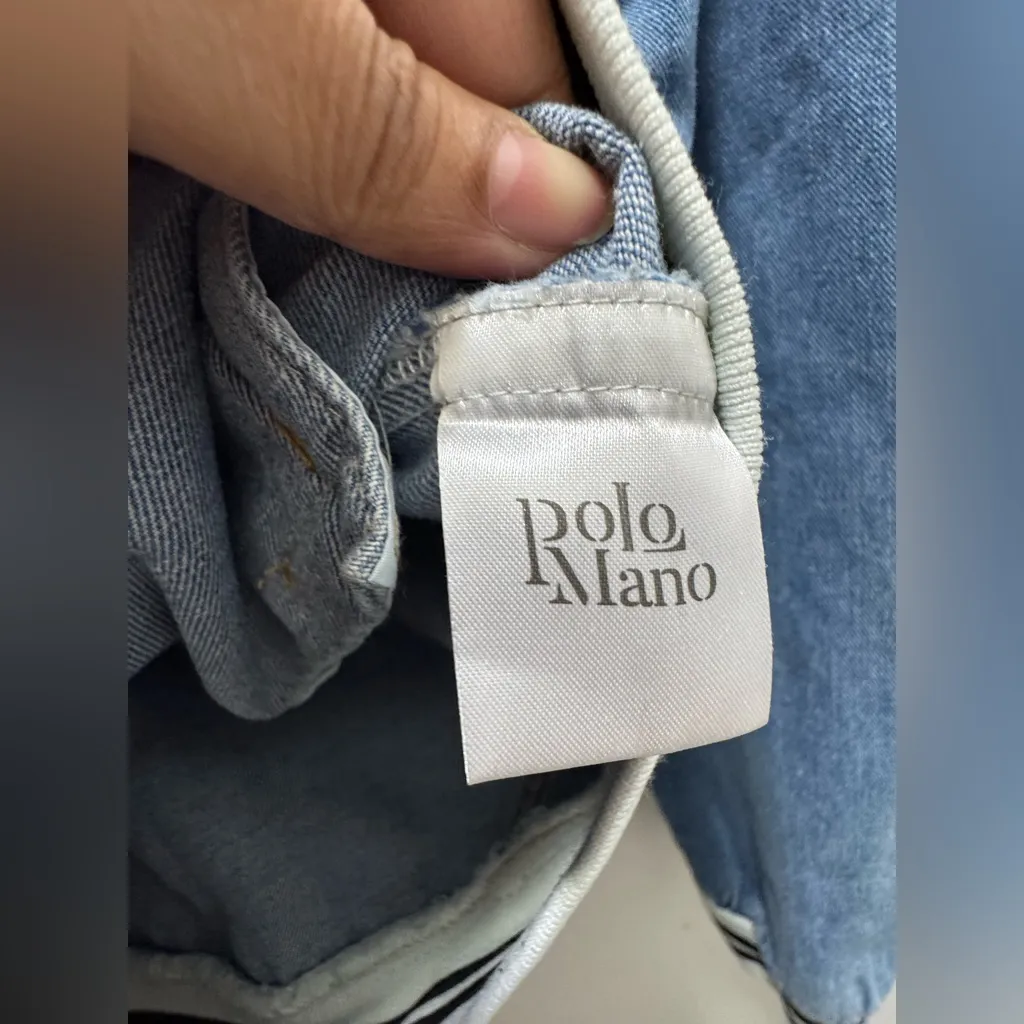 Polo Mano Denim Jean Jacket Multi Patch Blue Unisex Size L/M Size L - Image 9
