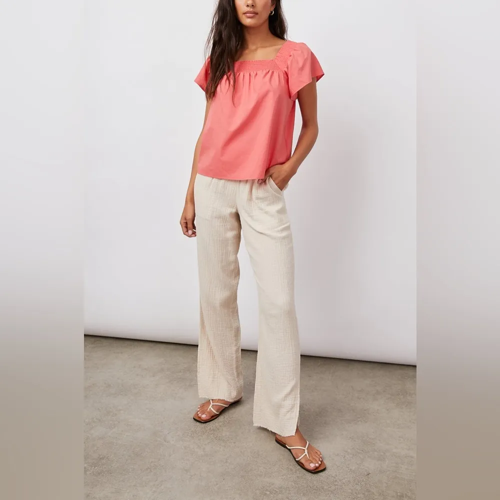 Rails Organic Cotton Lightweight Flutter Sleeve Spiced Coral‎ Sonora Top Size L - Image 3