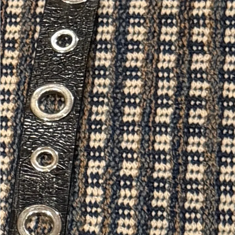 Moschino Black Belt with Silver Eyelets - Image 2