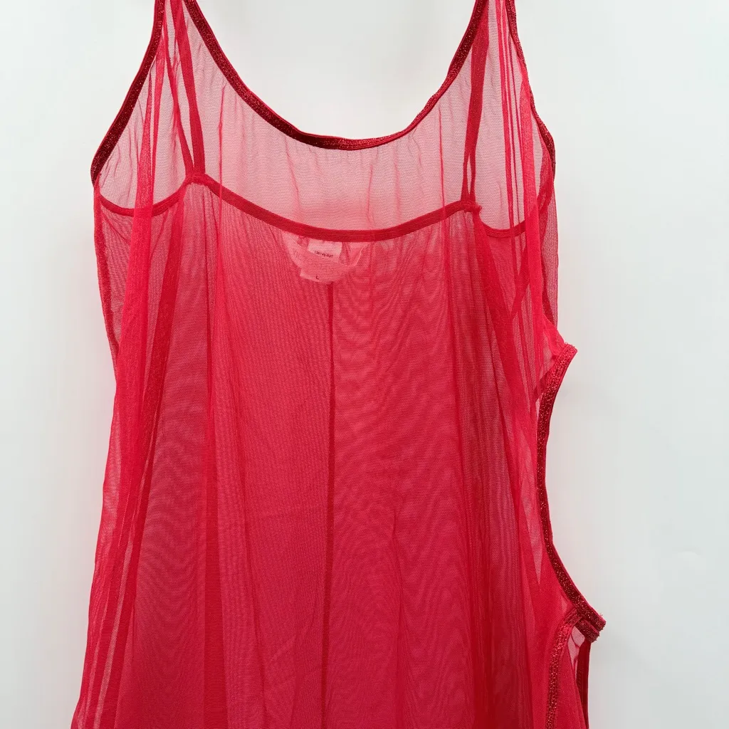 Victoria's Secret‎ Red Mesh Side Cut Out Sequin Hem Lingerie Chemise Sz L - Image 2